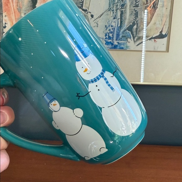 Teal David’s tea winter Snowman Mug with Lid - Picture 6 of 7